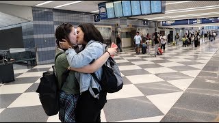 LONG DISTANCE RELATIONSHIP AIRPORT REUNION | Lesbian Couple