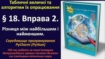 § 18. Вправа 2. Різниця між найбільшим та найменшим (Python) | 9 клас | Морзе