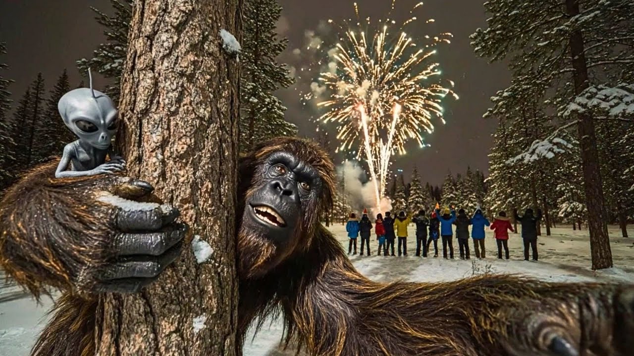 Видеоблог о Бигфуте № 95 - Бигфут и инопланетянин поздравляют друг друга с Новым годом