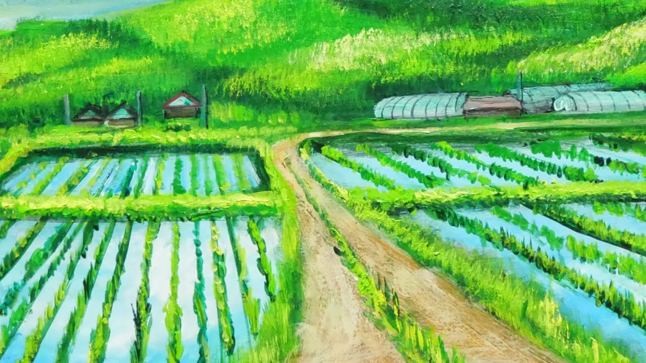 田舎の田んぼ】#油彩画 #芸術 #油絵 #絵 #アート #oilpainting #oil