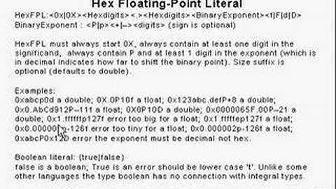 Java Tutorial 1.3 Primitives & Literals Part 3/7 -  hex FPL  & char literals