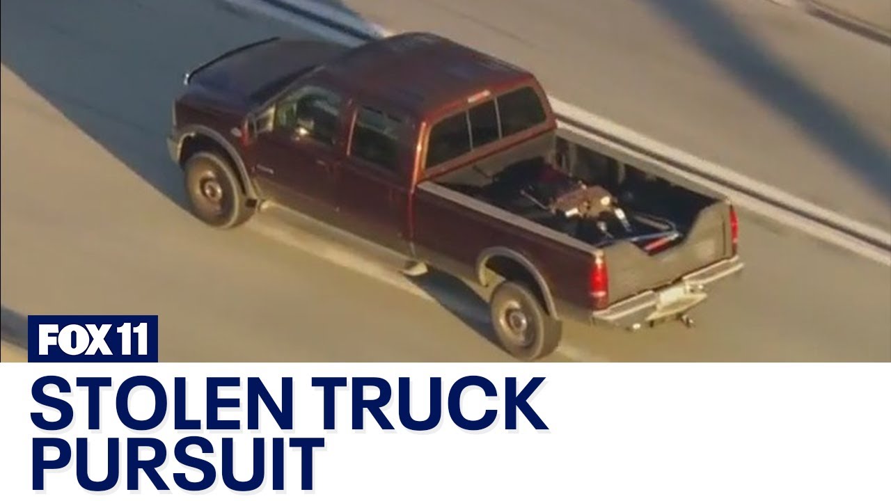 Suspected stolen truck leads authorities on pursuit - YouTube