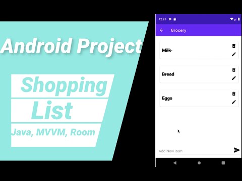 Project#1 Android Shopping List in Java using MVVM, Room(CRUD), RecyclerView, LiveData | 2021