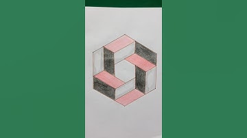 3d Cube in Hexagon /3d drawing #3ddrawing #shorts