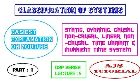 Static, Dynamic, Causal, Non-Causal, Linear, Non-linear, Time variant and Invarient Systems.| Part 1