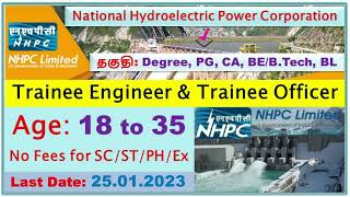 NHPC Limited 2022 – Apply Online for 401 Trainee Engineer 