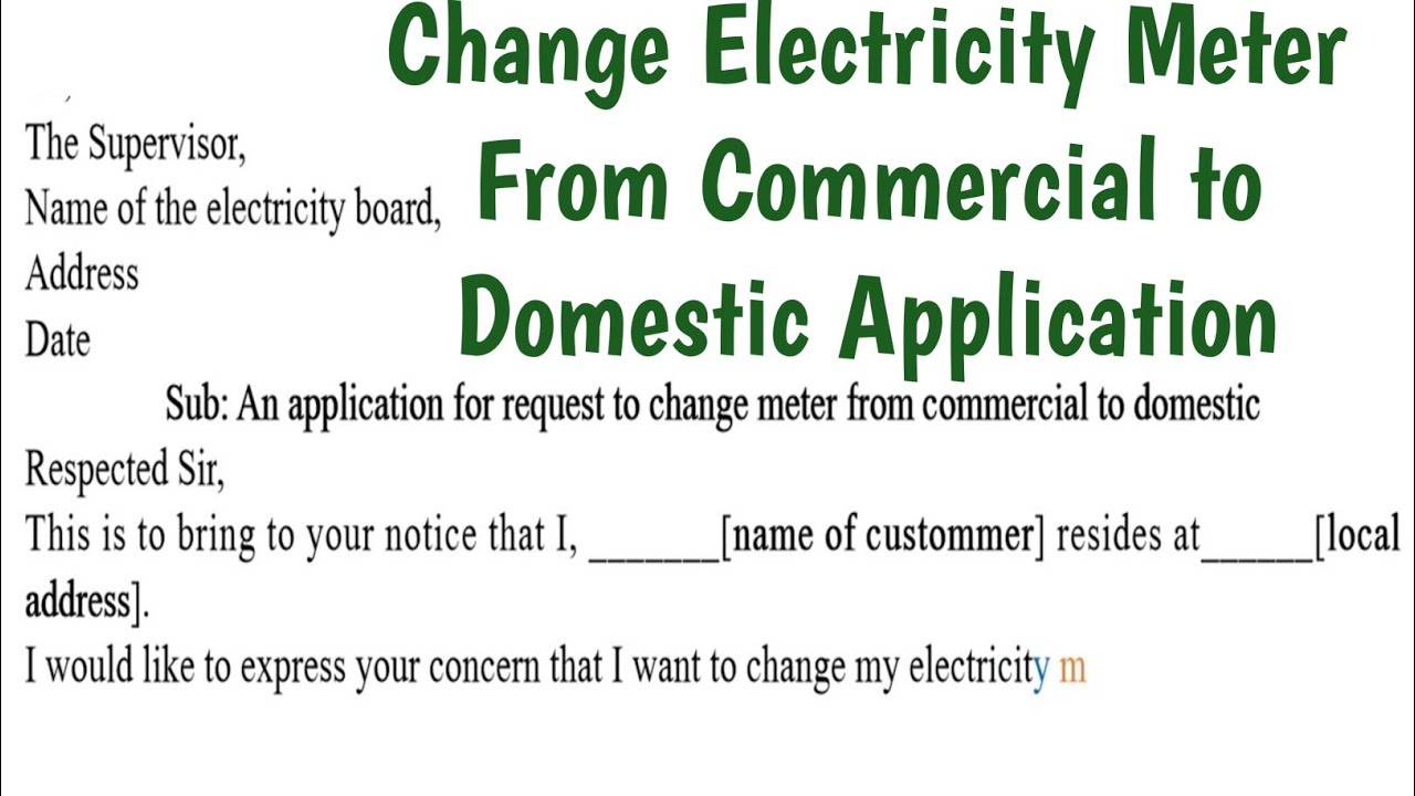 application letter for electricity meter name change