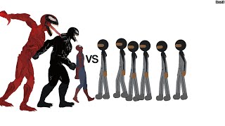 Venom, carnificina e homem aranha vs bandidos || Stick nodes