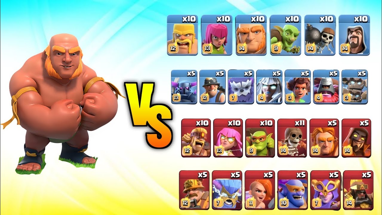 New Giant Giant VS Every Max Troop! Clash of Clans 