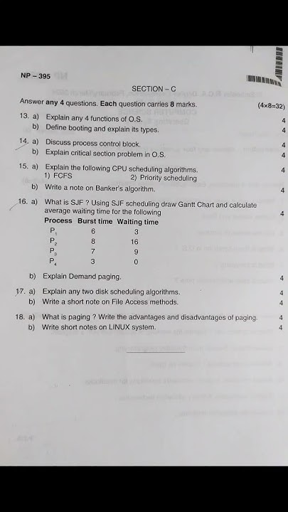 Operating System question paper || BCA 3rd sem || NEP - YouTube