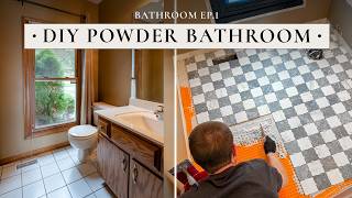 DIY Powder Bath Reno | Demo, Subfloor Prep, &amp; Marble Tile Install | Part 1