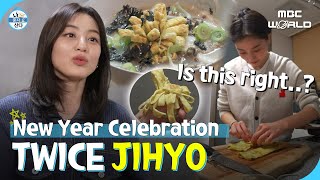 [C.C.] JIHYO making tteokguk in hanbok to celebrate the New Year's Day #TWICE #JIHYO