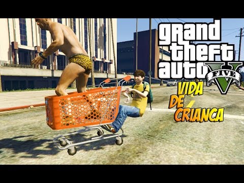 GTA V - VIDA DE CRIANÇA, CARRINHO DE SUPERMERCADO APRONTANDO COM TREVOR!