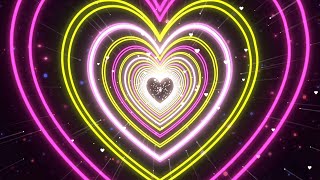 Neon Lights Love Heart Tunnel💖💛Tunnel Background Video Loop [4 Hours] - SCOK
