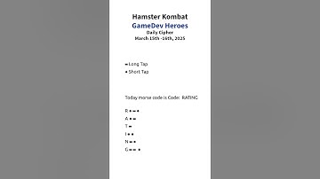 Hamster Kombat GameDev Heroes Daily Cipher | March 15th - 16th, 2025. #hamsterkombat #dailycipher
