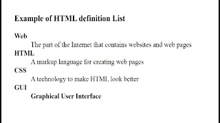 ADVANCED WEB DESIGNING(CSS) || Lists In HTML || Definition List
