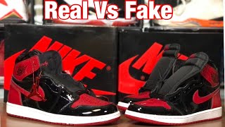 Air Jordan 1 Patent Bred Real Vs Fake Review W/black light test. This is Scary!!