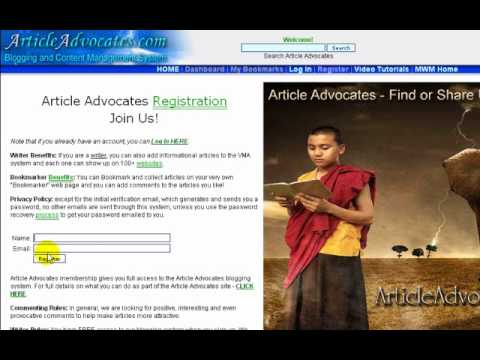 Article Advocates Tutorial - 56 Seconds - Covers Registration, Login and Recover Password Features