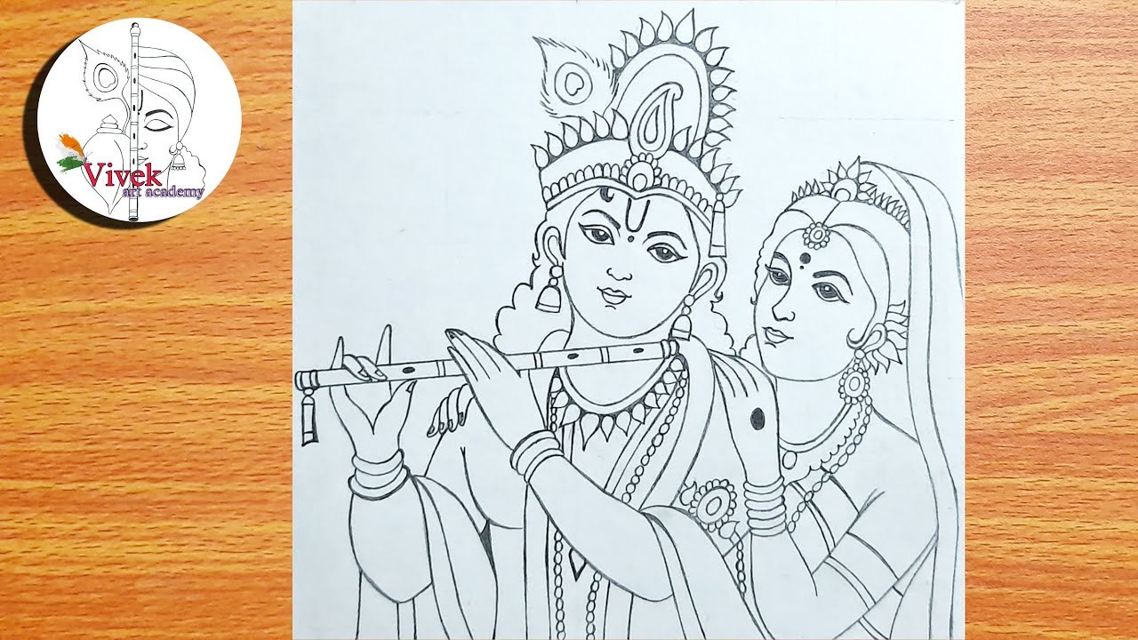 Easy Radhakrishna Drawing for Beginners | Lord Shree Radhakrishna ...