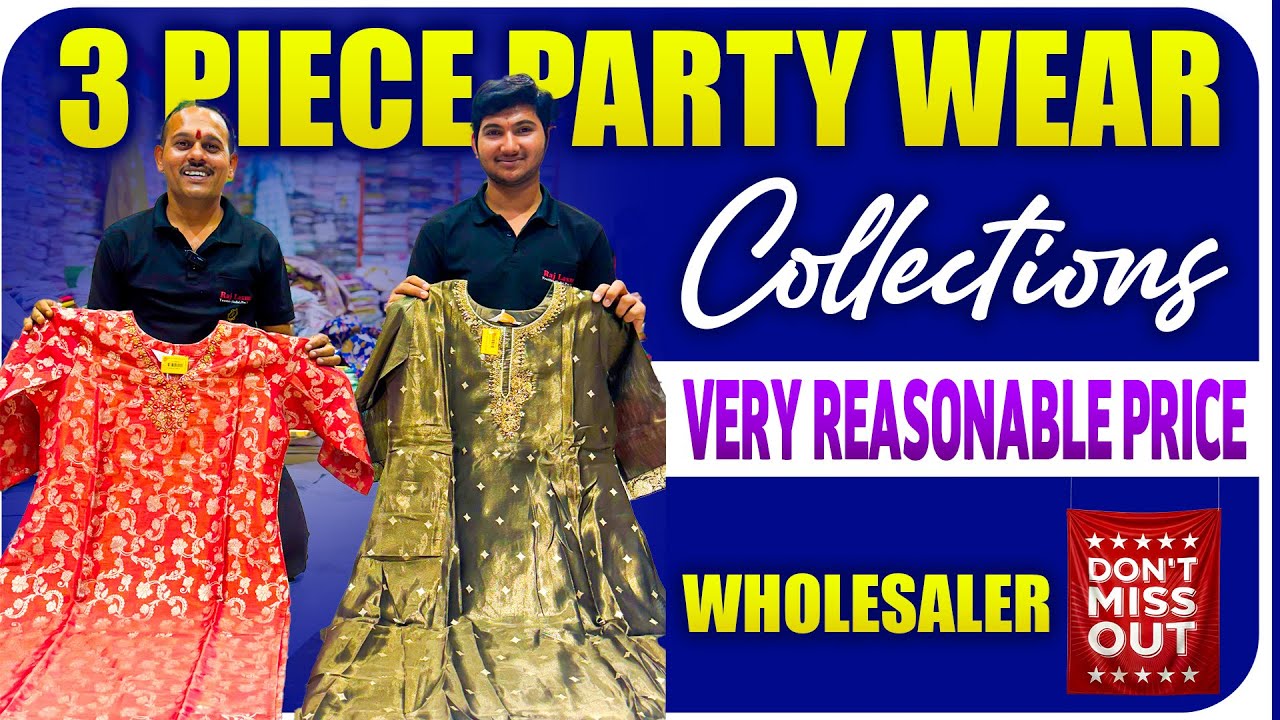 3 Piece Party Wear Kurti's In Wholesale  | Rajlaxmi Textiles | Kurti Manufacturer In Hyderabad