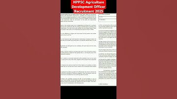 HPPSC Agriculture Development Officer Recruitment 2025 #hppsc
