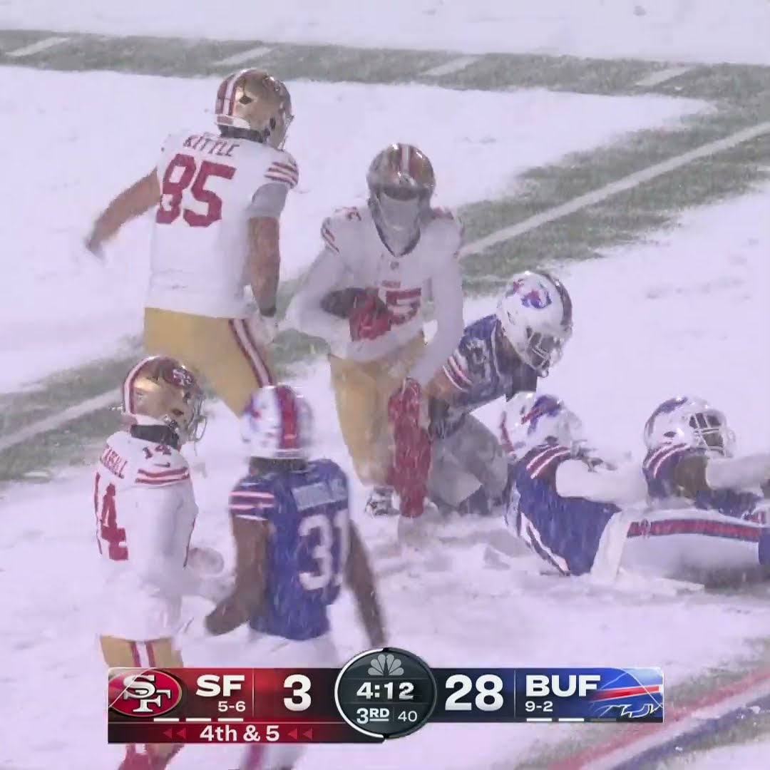 Jauan Jennings catches for a 26-yard Gain vs. Buffalo Bills