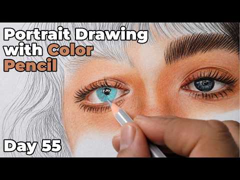 Portrait Drawing with Color Pencil for Beginners | FREE 60-Day Drawing Course 🎨 - Day 55
