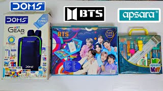 DOMS Art Gear Kit vs BTS COLORING  KIT vs MY APSARA Kit Unboxing & Review 😍 #stationery