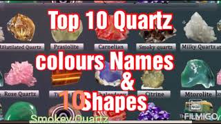 Top 10 Quartz Gemstones Colours, Names and Shapes of the world.
