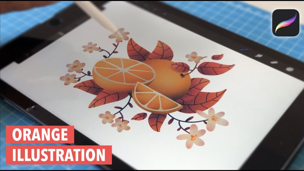 PROCREATE PAINTING TECHNIQUES | Drawing an Orange Illustration on iPad ...
