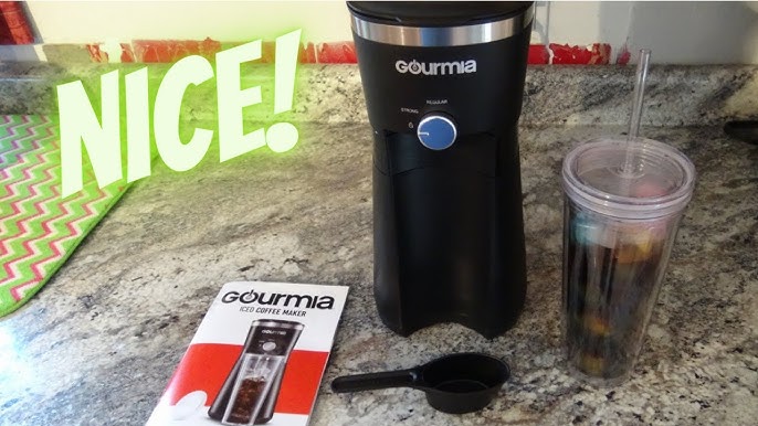 Ice Coffee Makers with Reusable Filter , Tumbler , and Brew-Strength  Control by Gourmia White 