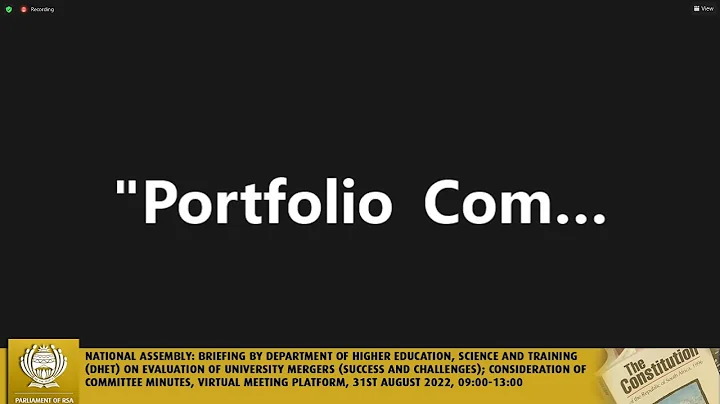 Portfolio Committee on Higher Education, Science and Innovation, 31st August 2022