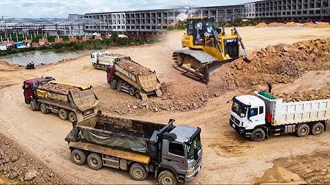 New Step Continue The Process of Filling The Middle of Project By SHANTUI Bulldozer Push Stone