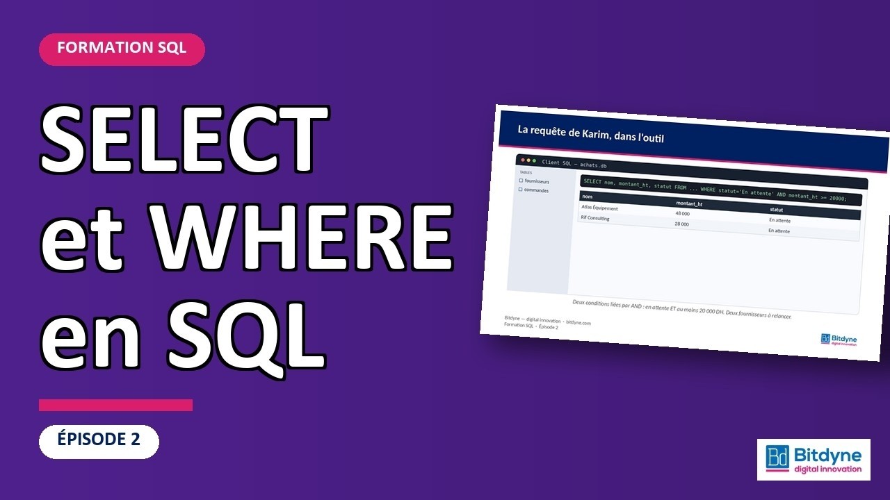 SELECT et WHERE en SQL : choisir ses colonnes et filtrer (cas concret) 