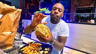 Traveled to try Box Hills Viral double Crab cake Sandwich 🦀 