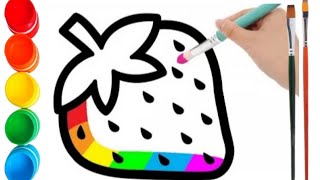 Let's learn how to draw and paint glitter stoberry || Drawing & Coloring for Toddlers & Kids