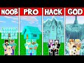 Minecraft: FAMILY DIAMOND HOUSE BUILD CHALLENGE - NOOB vs PRO vs HACKER vs GOD in Minecraft