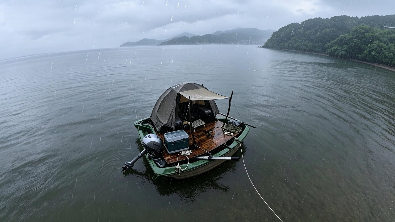 雨の降る海上で静寂と癒しの最高の休日