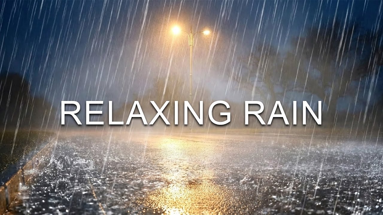 Calming Rain on Empty Street at Night | Sleep, Relax, Study