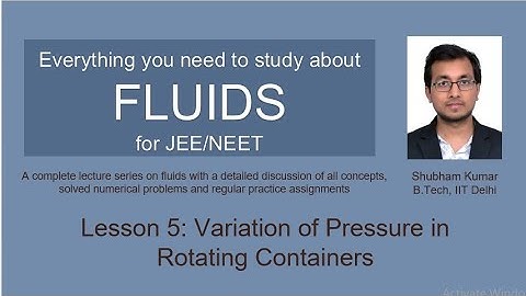 Fluids for JEE/NEET : Lesson 5 (Variation of pressure in rotating container)