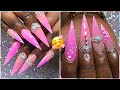 Watch Me Work | Pink Long Stiletto Valentines Day Acrylic Nails Tutorial