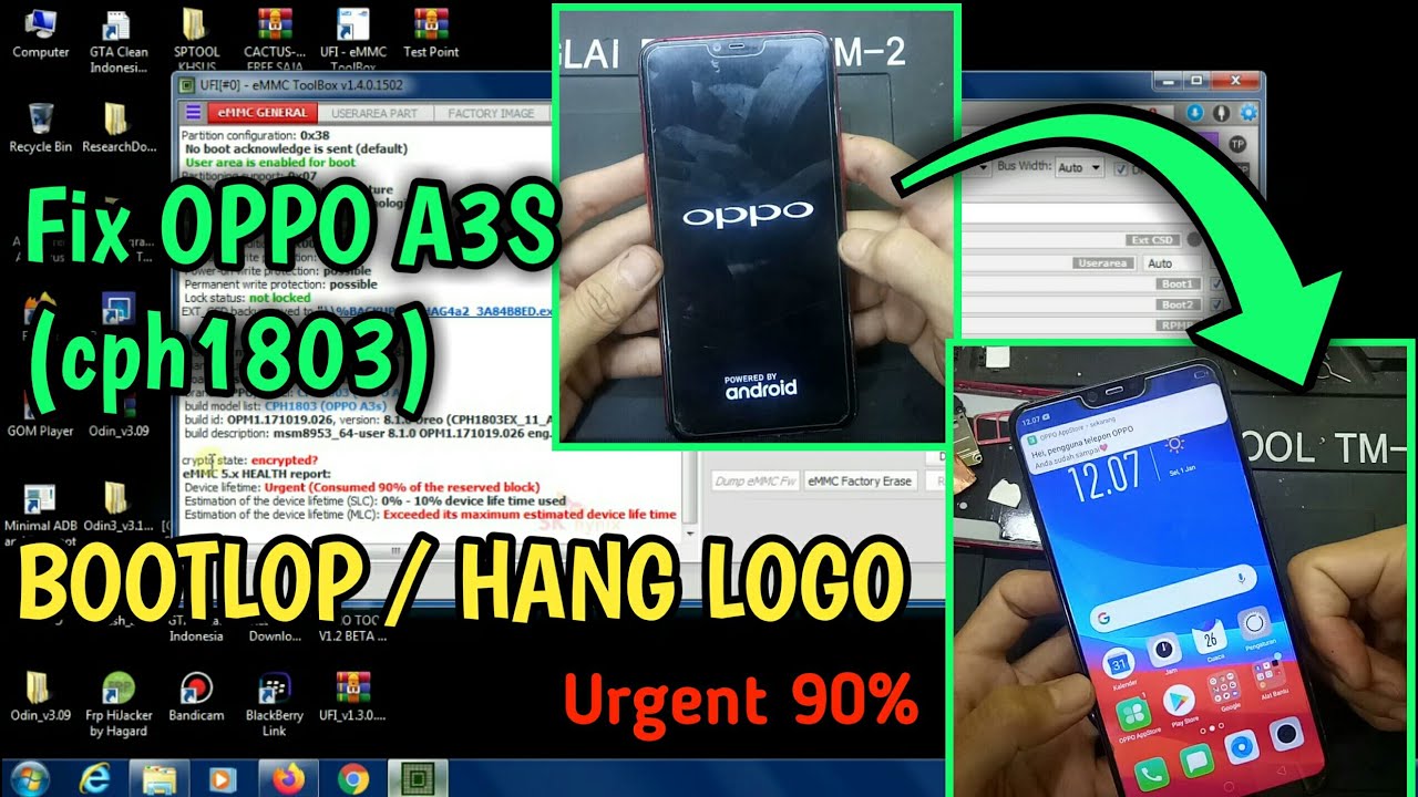 OPPO A3S (CPH1803) HENG LOGO / BOOTLOP / STUCK LOGO || Urgent 90%
