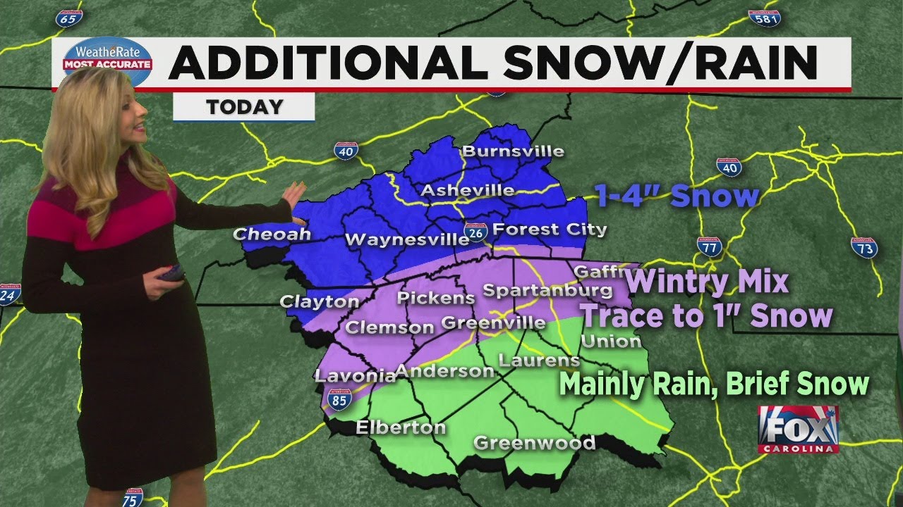 Snow in the mountains, wintry mix in the Upstate - YouTube