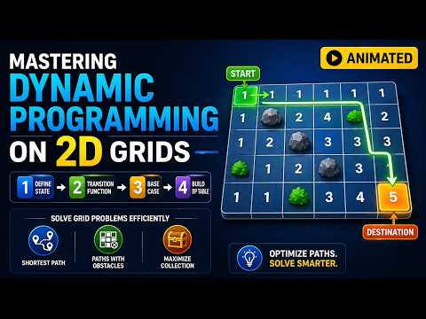 2D Grid DP Explained 🔥 Solve Path Problems Fast (Dynamic Programming)