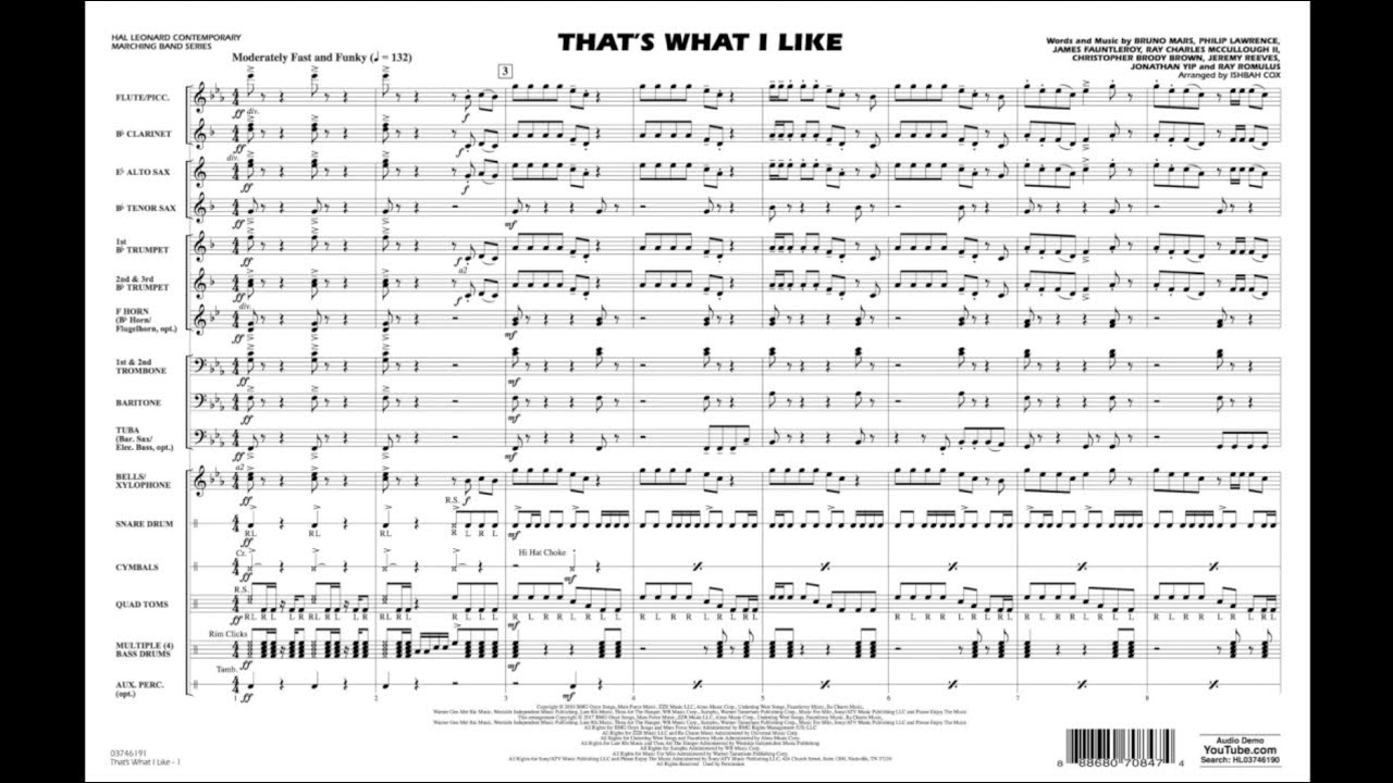 That's What I Like arranged by Ishbah Cox