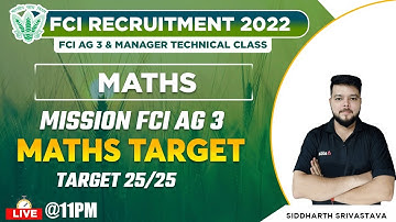 FCI AG 3 | FCI Maths by Siddharth | Maths by Siddharth Srivastava | Mock Test