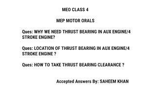 NEED OF THRUST BEARING IN AUX ENGINE WITH LOCATION | HOW TO TAKE THRUST BEARING CLEARANCE AUX ENGINE