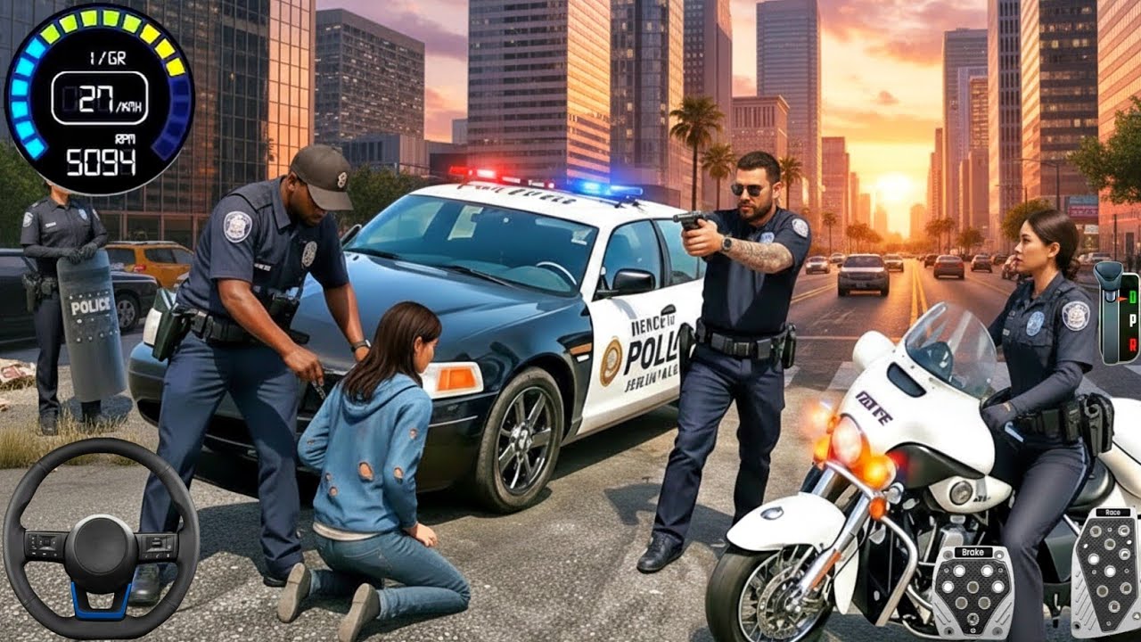 Новая игра-симулятор погони на полицейских машинах в 3D - Реальный симулятор вождения полицейског...