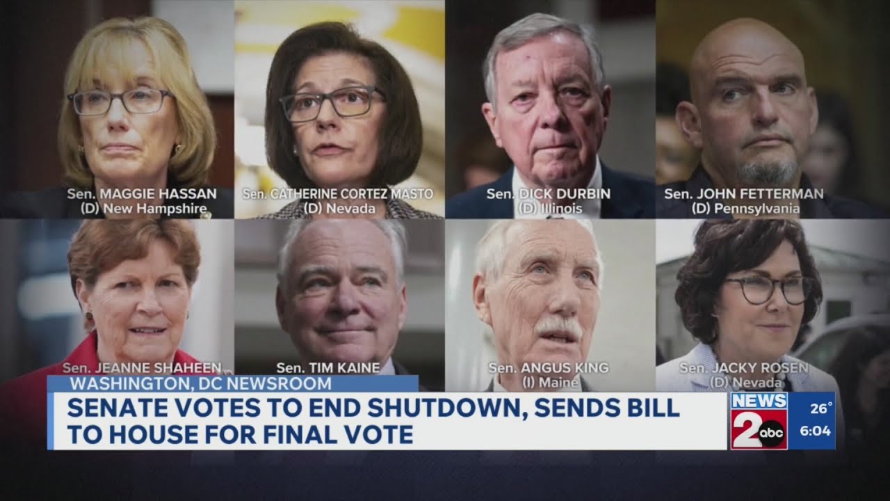 Senate votes to end shutdown, sends bill to House for final vote - YouTube