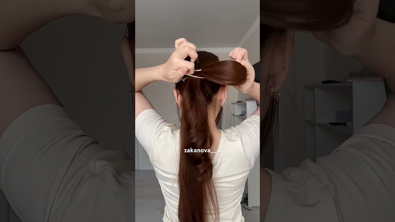 under a min Korean 💋 2 hair tie tutorial